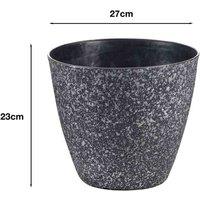 Greenhurst Pack of 4 Granite design Planters, Black