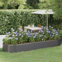 vidaXL Garden Raised Bed Powder-coated Steel 322x100x36 cm Grey, Grey
