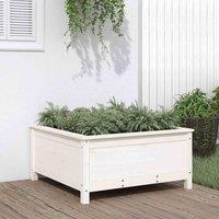 vidaXL Garden Planter White 82.5x82.5x39cm Solid Wood Pine, White