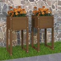 vidaXL Planters 2 pcs Honey Brown 40x40x81cm Solid Pine, Brown