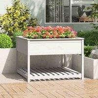 vidaXL Planter w/ Shelf White 111.5x111.5x81cm Solid Pine, White