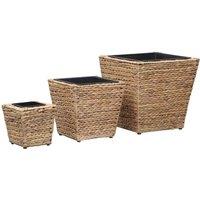 vidaXL Garden Raised Beds 3 pcs Water Hyacinth, Brown