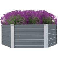 vidaXL Raised Garden Bed 129x129x46cm Galvanised Steel Grey, Grey