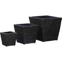 vidaXL Garden Raised Beds 3 pcs Water Hyacinth Black, Black