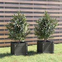 vidaXL Garden Planters 2 pcs Grey 31x31x31cm Solid Pinewood, Grey