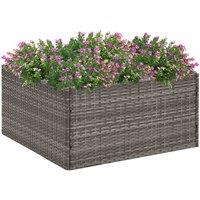 vidaXL Garden Planter Grey 80x80x40cm Poly Rattan, Grey
