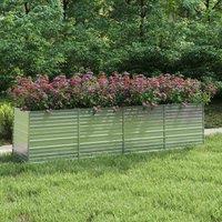 vidaXL Garden Raised Bed 320x80x77cm Galvanized Steel, Silver