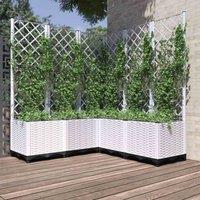 vidaXL Garden Planter w/ Trellis White 120x120x136cm PP, White