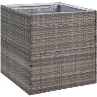 vidaXL Garden Planter Grey 80x80x80cm Poly Rattan, Grey