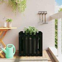 vidaXL Planter w/ Fence Design Black 60x60x60cm Solid Pine, Black