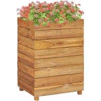 vidaXL Raised Bed 50x40x72cm Solid Wood Teak and Steel, Brown
