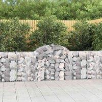 vidaXL Arched Gabion Baskets 2 pcs 200x30x80/100 cm Galvanised Iron, Silver