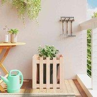 vidaXL Garden Planter w/ Fence Design 50x50x50cm Solid Wood Pine, Brown