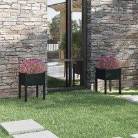 vidaXL Garden Planters 2 pcs Black 50x50x70cm Solid Pinewood, Black