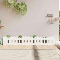 vidaXL Raised Bed w/ Fence Design White 200x30x30cm, White