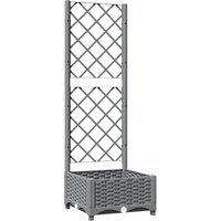 vidaXL Planter w/ Trellis Light Grey 40x40x121.5cm PP, Grey