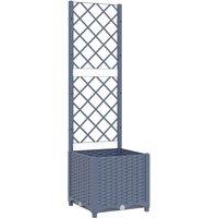 vidaXL Garden Planter w/ Trellis Dark Grey 40x40x136cm PP, Grey