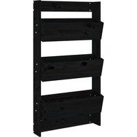 vidaXL Wall Planter 3-Tier 60x18.5x110cm Black Solid Pine, Black