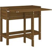 vidaXL Planter w/ Folding Tabletop Honey Brown Solid Wood, Brown