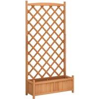 vidaXL Planter w/ Trellis - Brown Solid Fir Wood, Brown