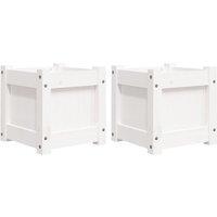 vidaXL Garden Planters 2pc White Solid Wood Pine, White