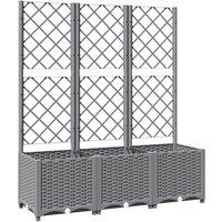 vidaXL Garden Planter w/ Trellis Light Grey 120x40x136cm PP, Grey