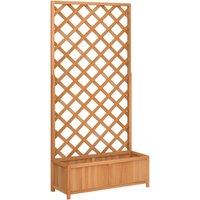 vidaXL Planter w/ Trellis Brown Solid Wood, Brown
