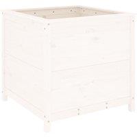 vidaXL Garden Planter White 82.5x82.5x78cm Solid Wood Pine, White