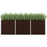 vidaXL Garden Raised Bed Brown 240x80x77cm Galvanised Steel, Brown
