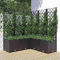 vidaXL Garden Planter w/ Trellis Black 120x120x136cm PP, Black
