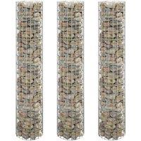 vidaXL Circular Gabion Raised Beds 3 pcs Galvanised Steel 30x150 cm, Silver