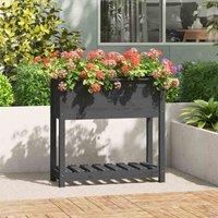 vidaXL Planter w/ Shelf Grey 82.5x34.5x81cm Solid Wood Pine, Grey