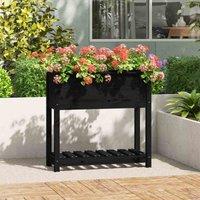 vidaXL Planter w/ Shelf Black 82.5x34.5x81cm Solid Pine, Black