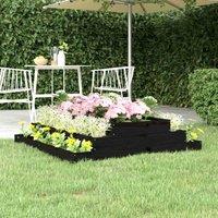 vidaXL Planter Black 110x110x27cm Solid Wood Pine, Black