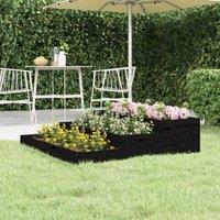 vidaXL Planter Black 107x107x27cm Solid Wood Pine, Black
