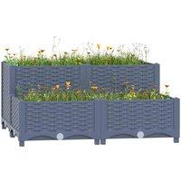 vidaXL Raised Bed 80x80x38cm Polypropylene, Grey