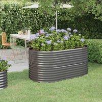 vidaXL Garden Raised Bed Powder-coated Steel 152x80x68 cm Grey, Grey