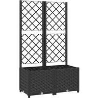 vidaXL Garden Planter w/ Trellis Black 80x40x136cm PP, Black
