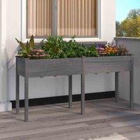vidaXL Planter w/ Liner Grey 161x45x76cm Solid Wood Fir, Grey