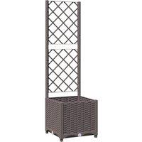 vidaXL Garden Planter w/ Trellis Brown 40x40x136cm PP, Brown