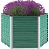 vidaXL Garden Raised Bed Galvanised Steel 129x129x77cm, Green