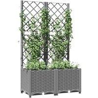 vidaXL Garden Planter w/ Trellis Light Grey 80x40x136cm PP, Grey