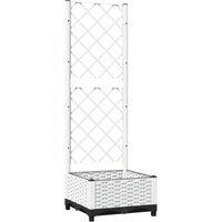 vidaXL Garden Planter w/ Trellis White 40x40x121.5cm PP, White