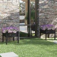 vidaXL Planters 2 pcs Black 70x70x70cm Solid Pinewood, Black