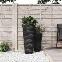 vidaXL Planter w/ Removable Inner Anthracite 18/45 L PP Grooved Look, Grey