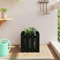 vidaXL Garden Planter w/ Fence Design Black 40x40x40cm Solid Wood Pine, Black