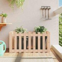 vidaXL Garden Raised Bed w/ Fence Design 100x50x50cm Solid Wood Pine, Brown