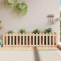 vidaXL Garden Raised Bed w/ Fence Design 200x50x50cm Solid Wood Pine, Brown