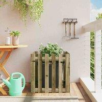 vidaXL Garden Planter w/ Fence Design 60x60x60cm Impregnated Wood Pine, Brown