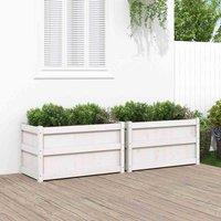 vidaXL Garden Planters 2pc White Solid Pine, White